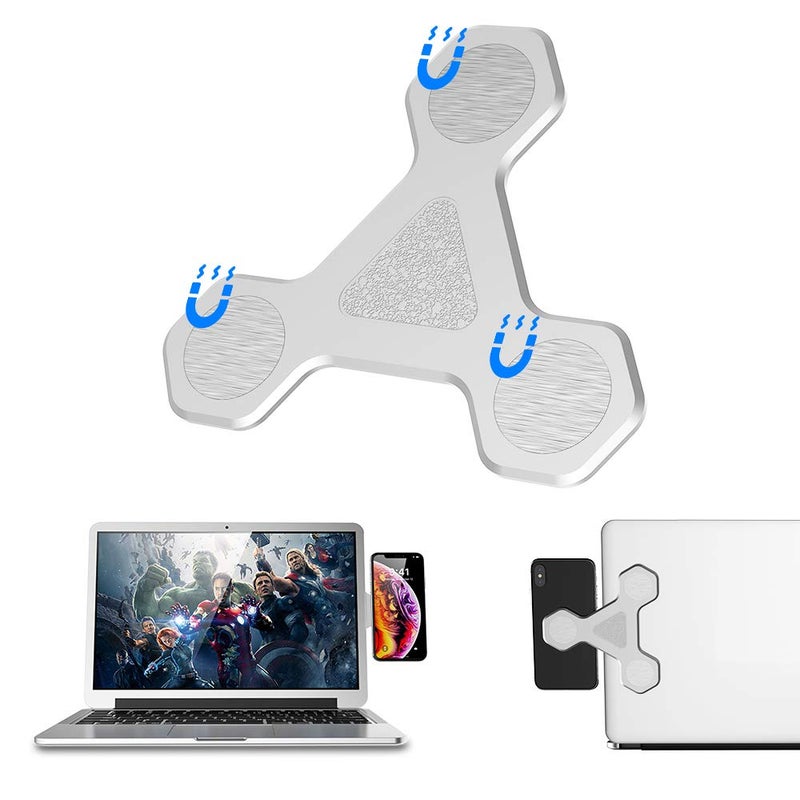 xcivi Monitor Side Mount Magnetic Bracket - Laptop Duo Screen Mount & Smartphone Holder (Silver) - Image 3